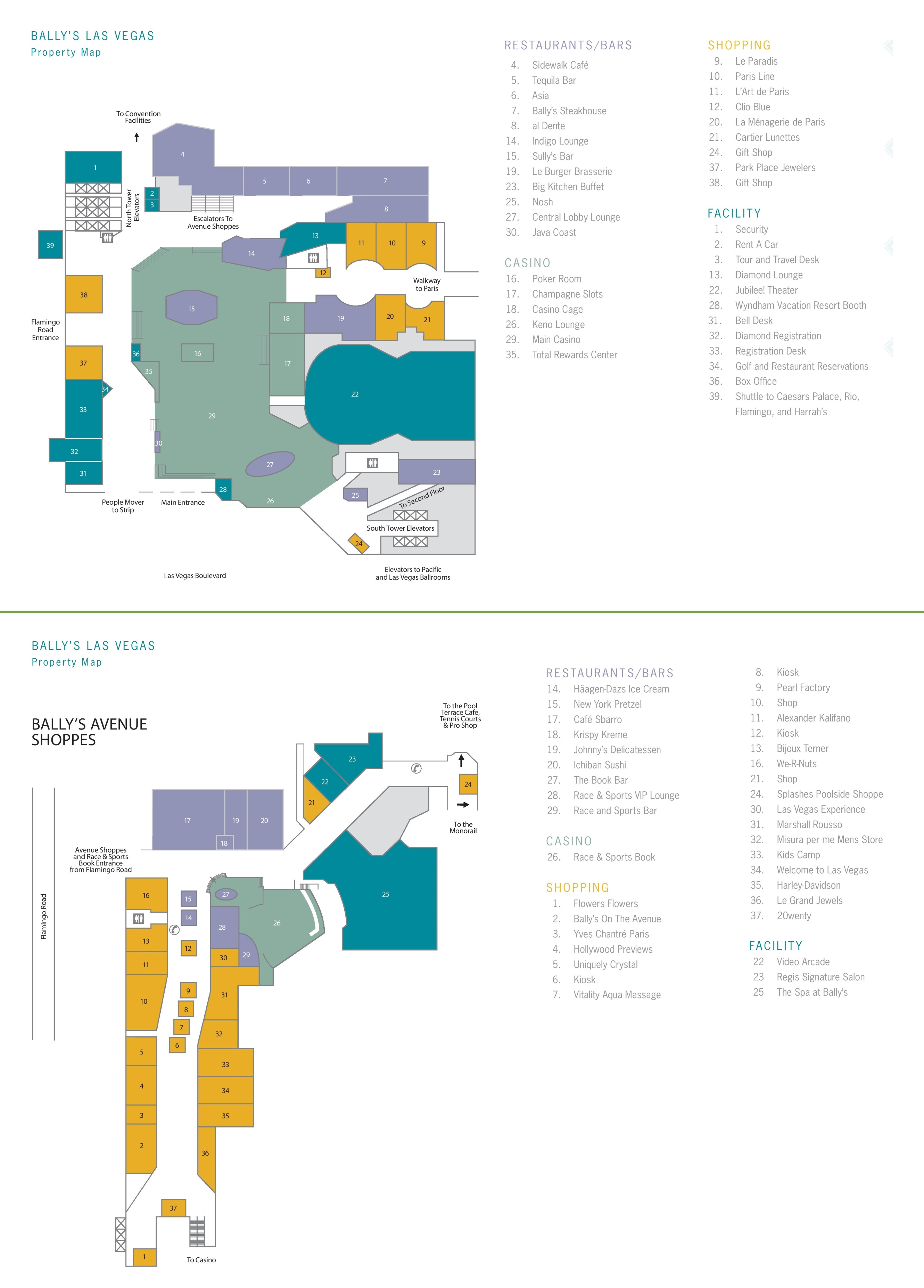Las Vegas Ballys Hotel Map