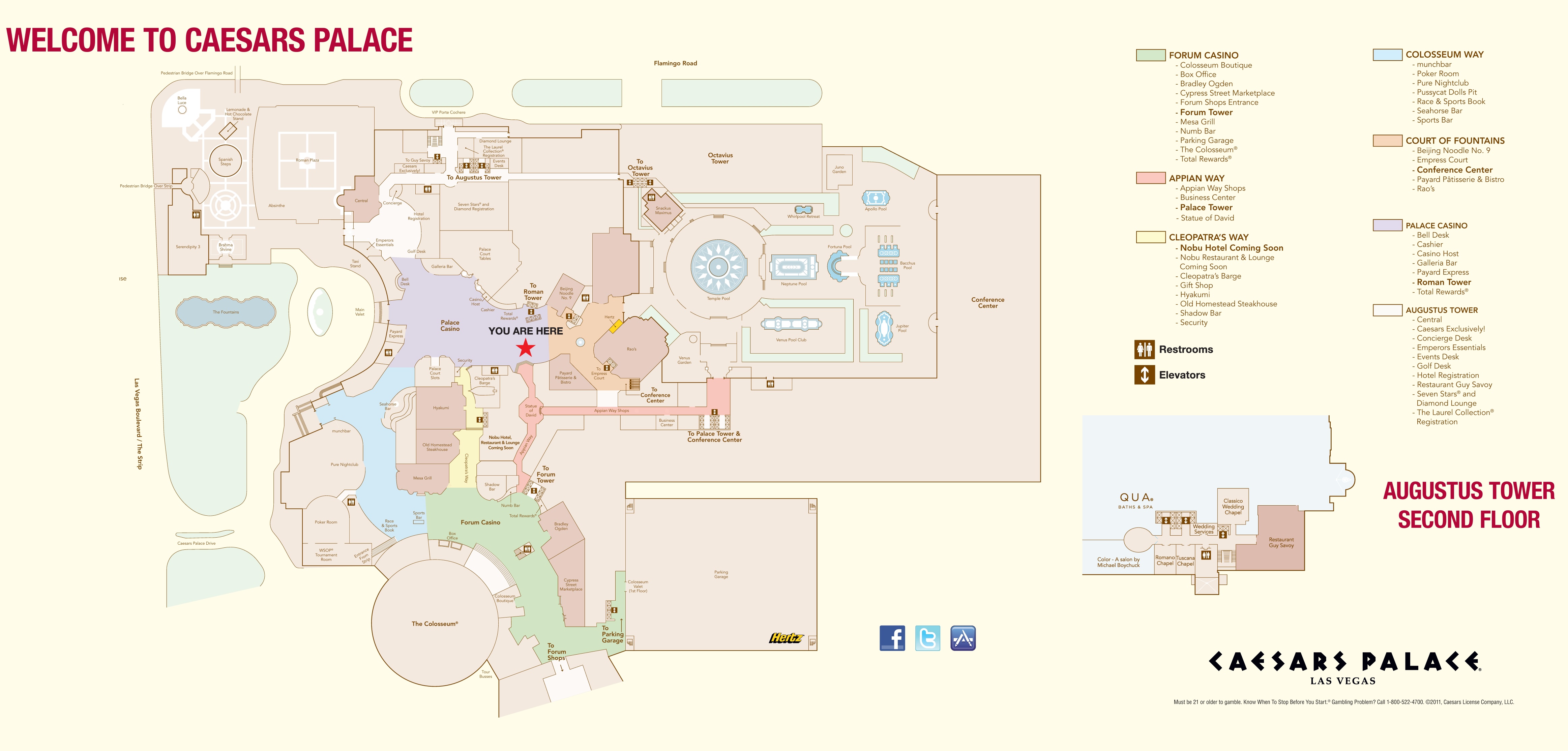 las vegas caesars palace hotel map