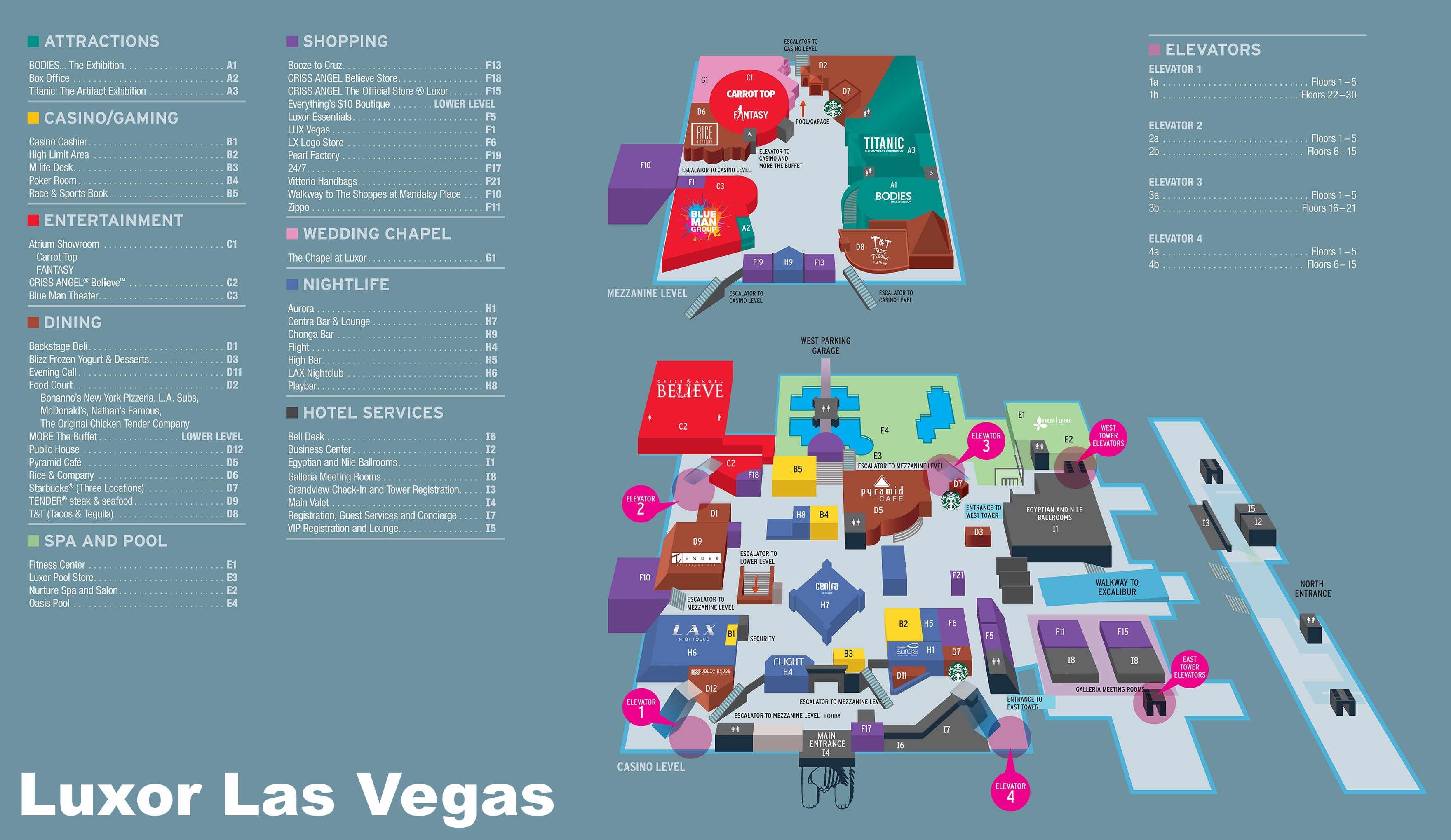 Las Vegas Luxor Hotel Map