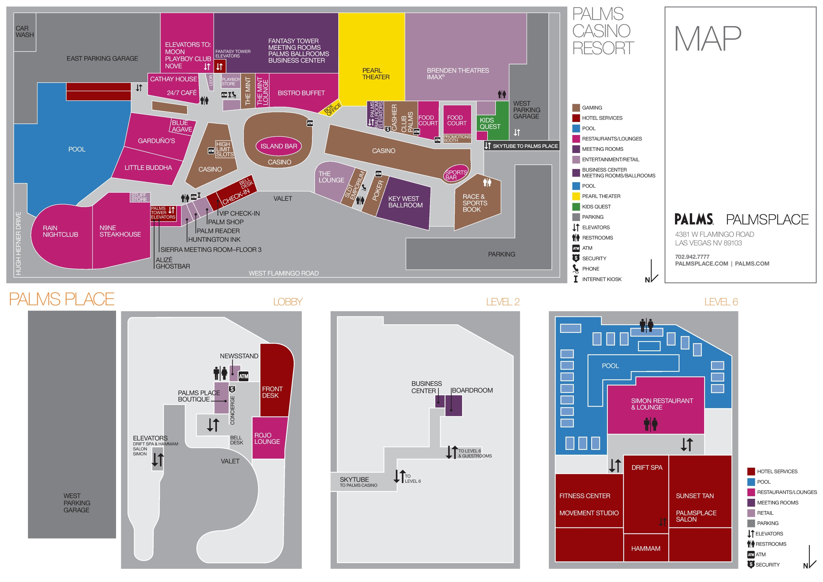 palms hotel las vegas map