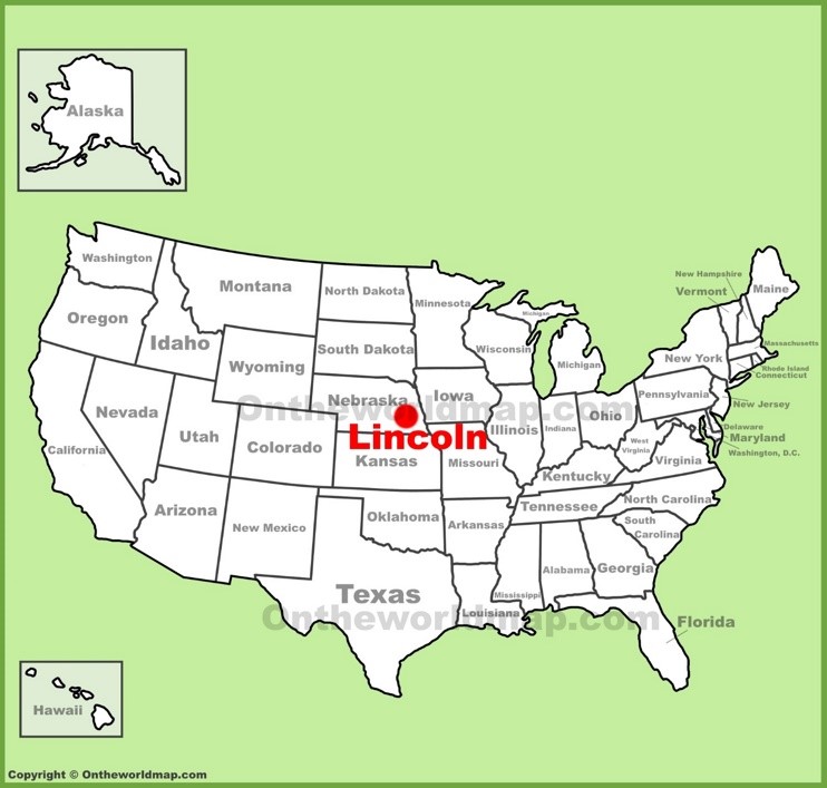 Lincoln location on the U.S. Map