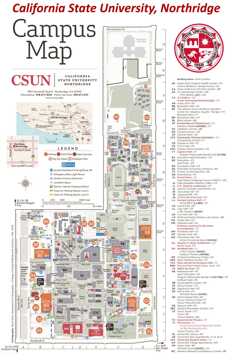 California State University, Northridge Campus Map