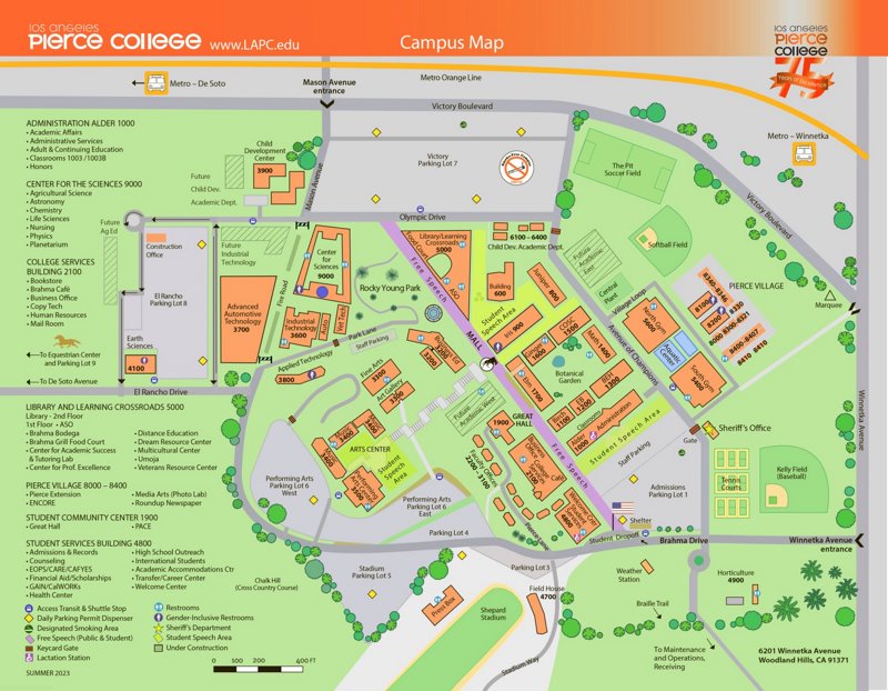 Los Angeles Pierce College Campus Map