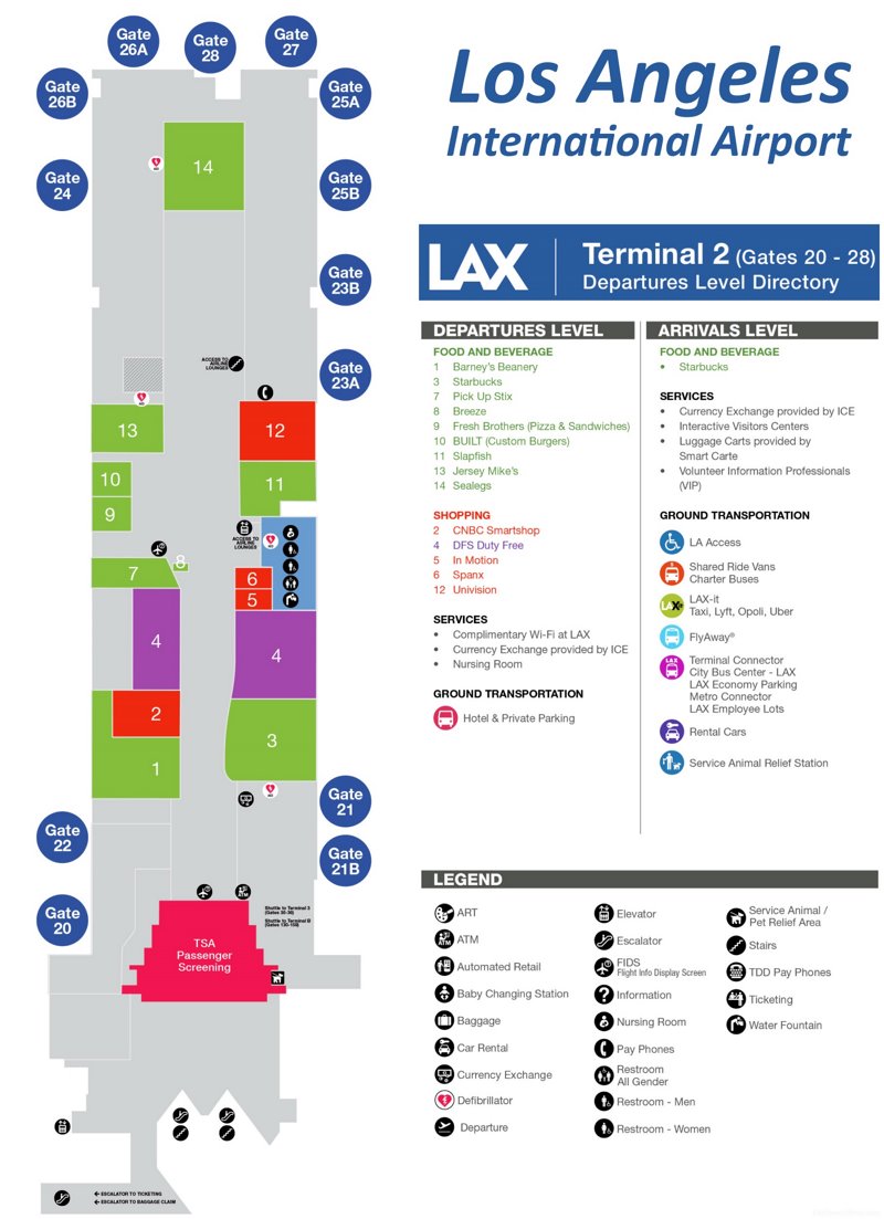 LAX Terminal 2 Map