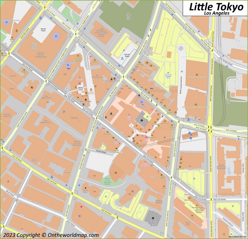 Los Angeles Little Tokyo Map