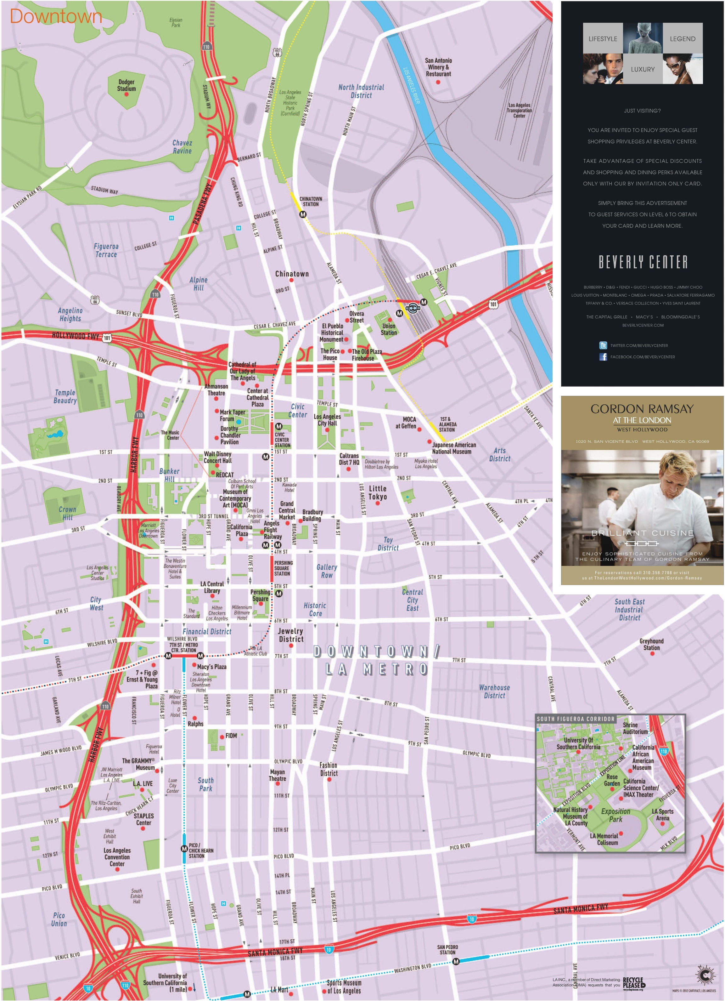 Printable Map Of Downtown Los Angeles Pinellas County Elevation Map