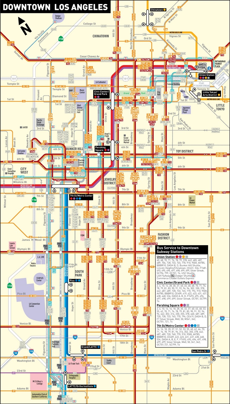 Downtown Los Angeles Transport Map