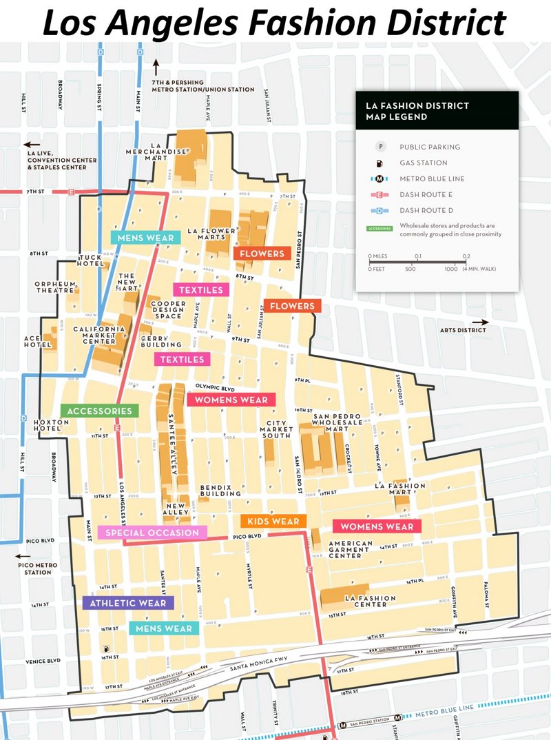 Los Angeles Fashion District Map