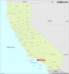 Malibu Location On The California Map