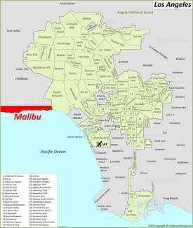 Malibu Location On The Los Angeles Map