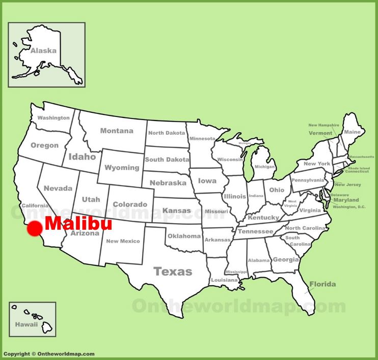 Malibu location on the U.S. Map