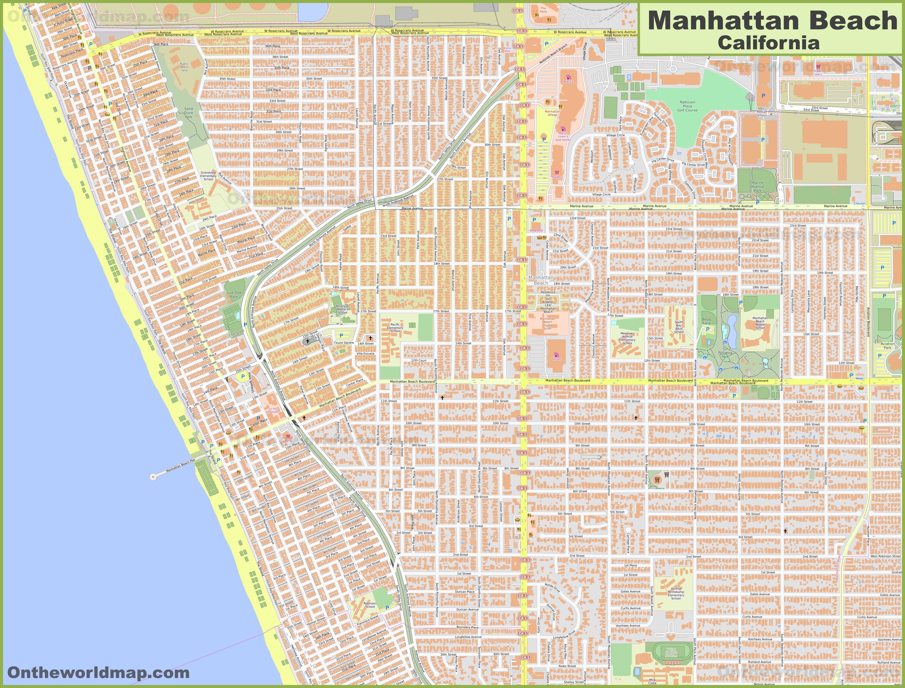 Detailed Map Of Manhattan Beach
