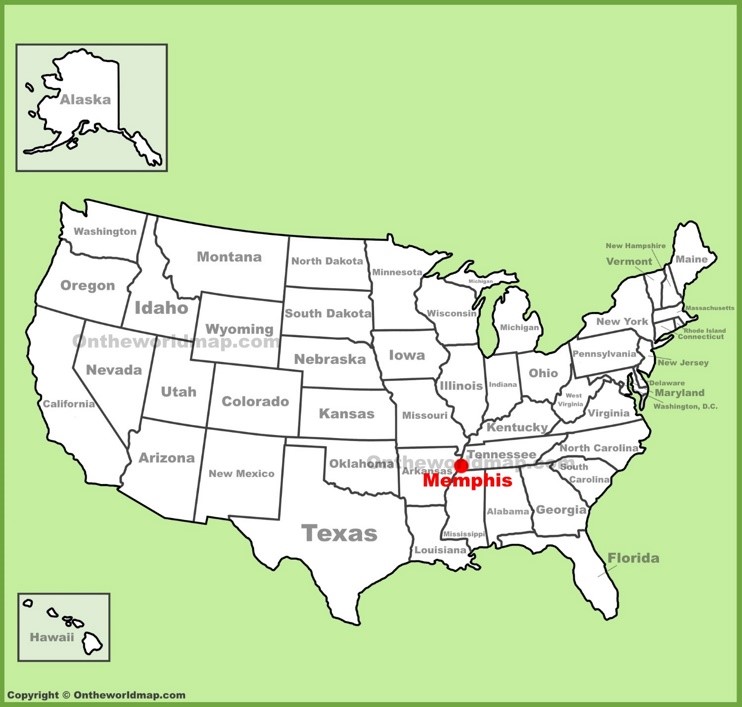 Memphis location on the U.S. Map