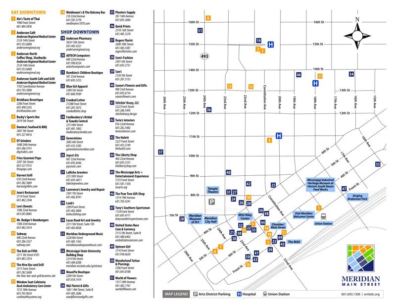 Meridian Dining And Shopping Map