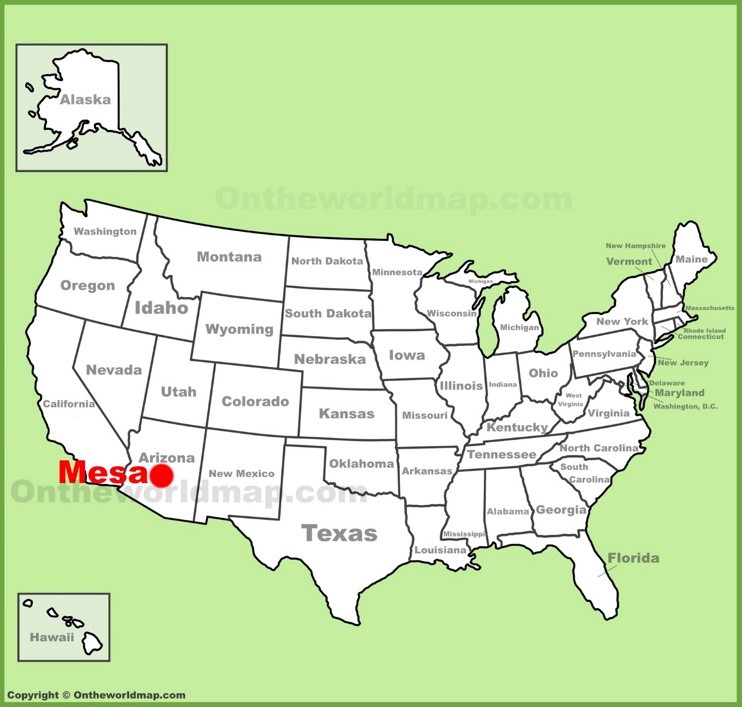 Mesa location on the U.S. Map
