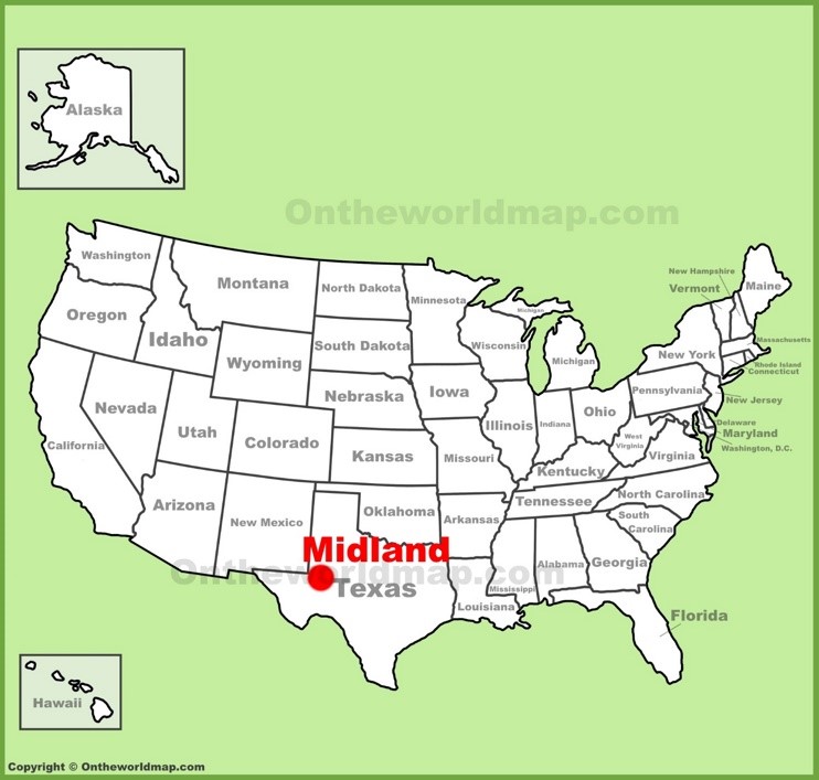 Midland location on the U.S. Map