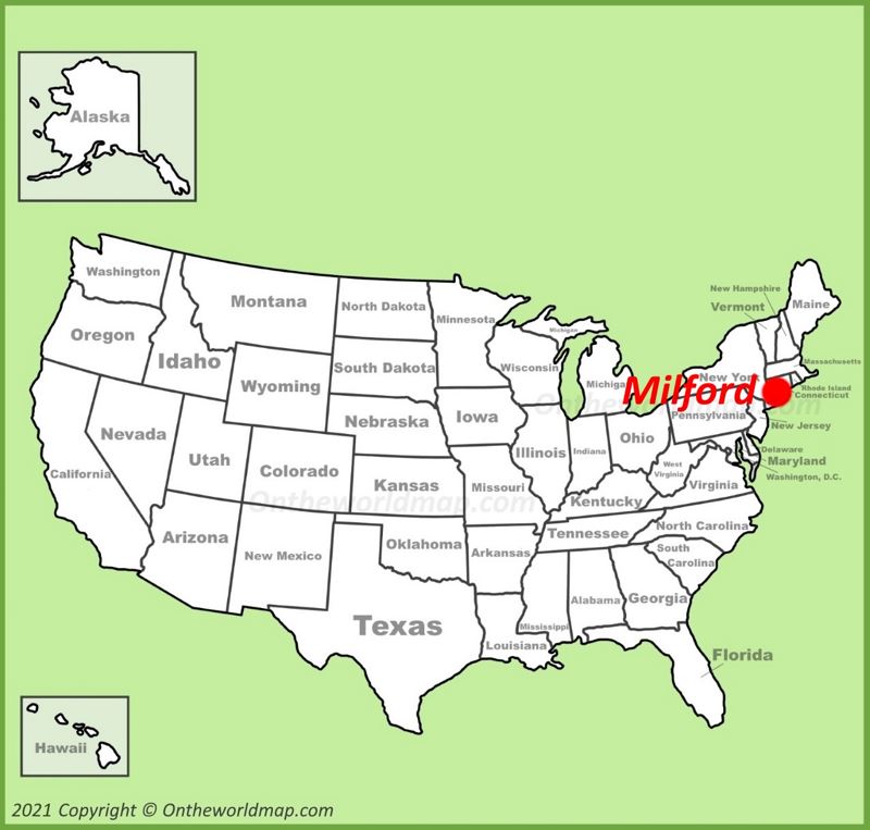Milford location on the U.S. Map