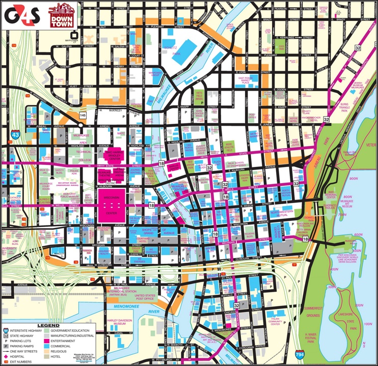 Milwaukee Downtown Map