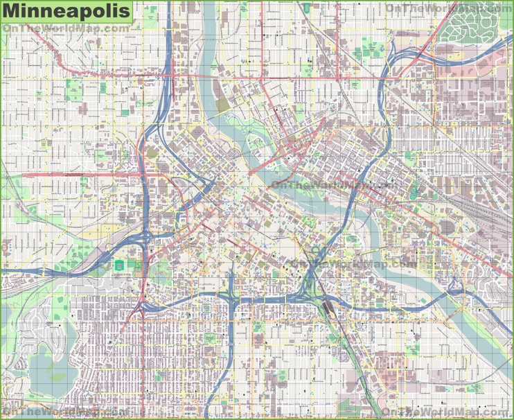 Large Detailed Map Of Minneapolis Ontheworldmap The Best Porn Website