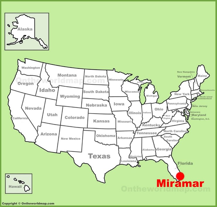 Miramar location on the U.S. Map