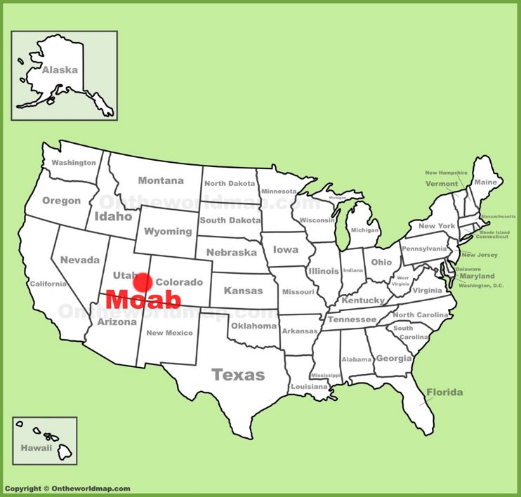 Moab location on the U.S. Map