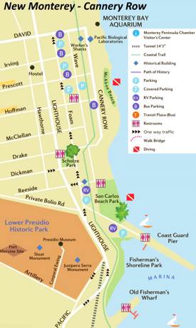 New Monterey - Cannery Row Tourist Map