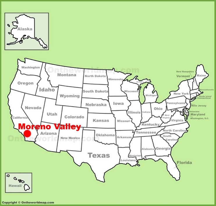 Moreno Valley location on the U.S. Map