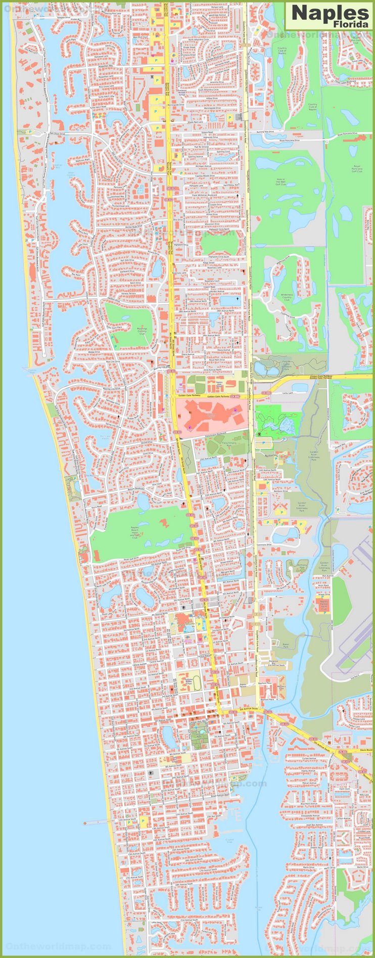 Large detailed map of Naples (Florida)