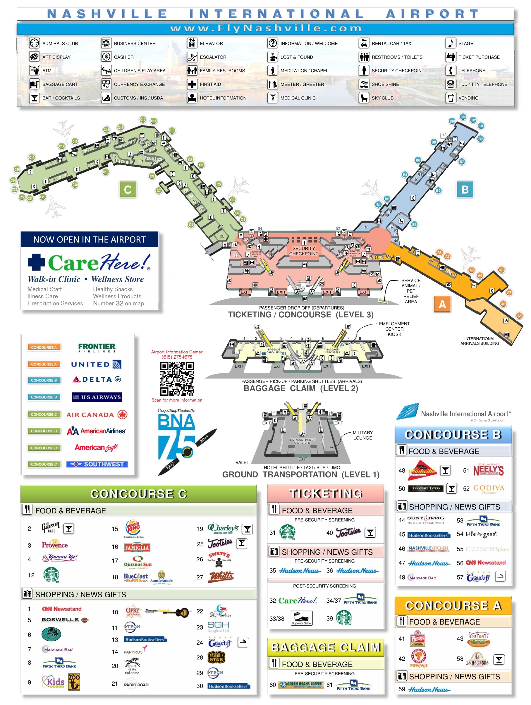 Nashville Airport Terminal Map Ferry Map