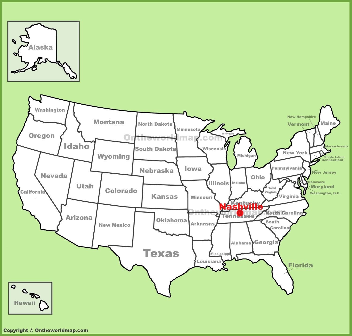 nashville location on the us map