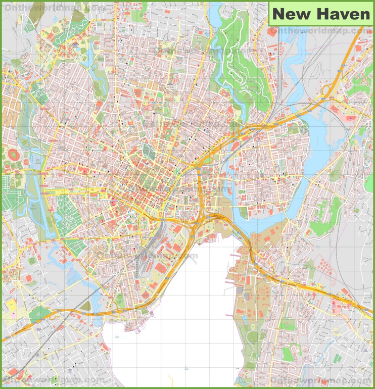Large detailed map of New Haven