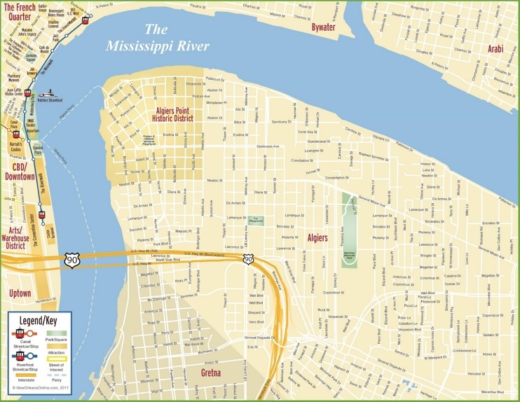 New Orleans Algiers map