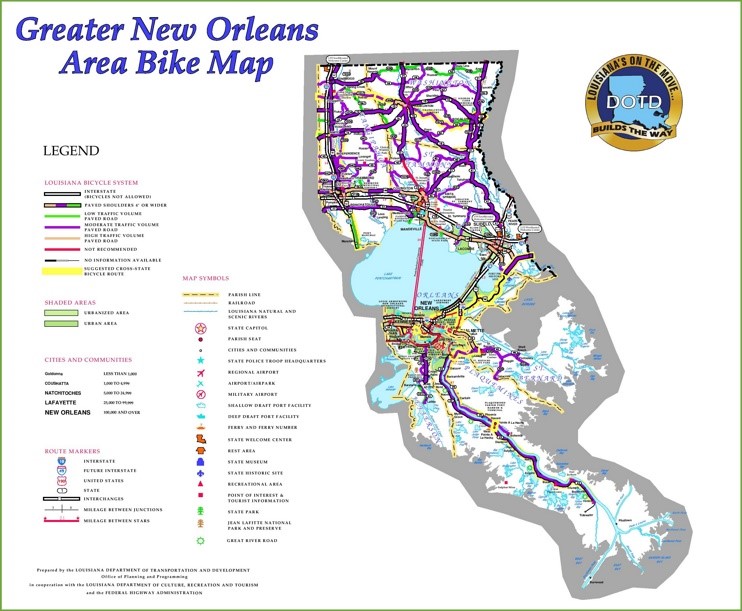New Orleans area bike map