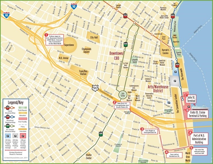 New Orleans cruise map
