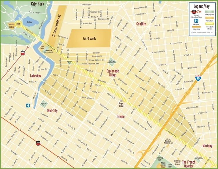 New Orleans Esplanade Ridge map