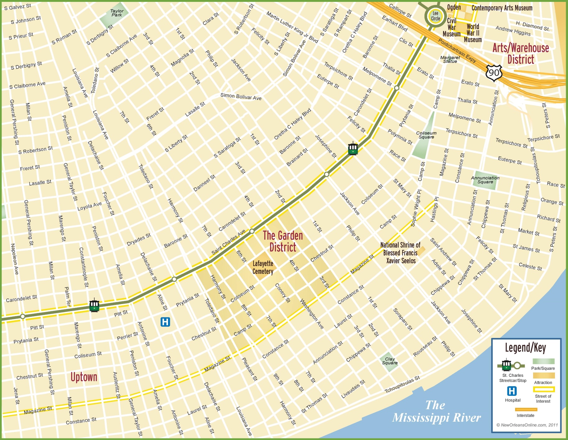 new orleans map garden district New Orleans Garden District Map new orleans map garden district