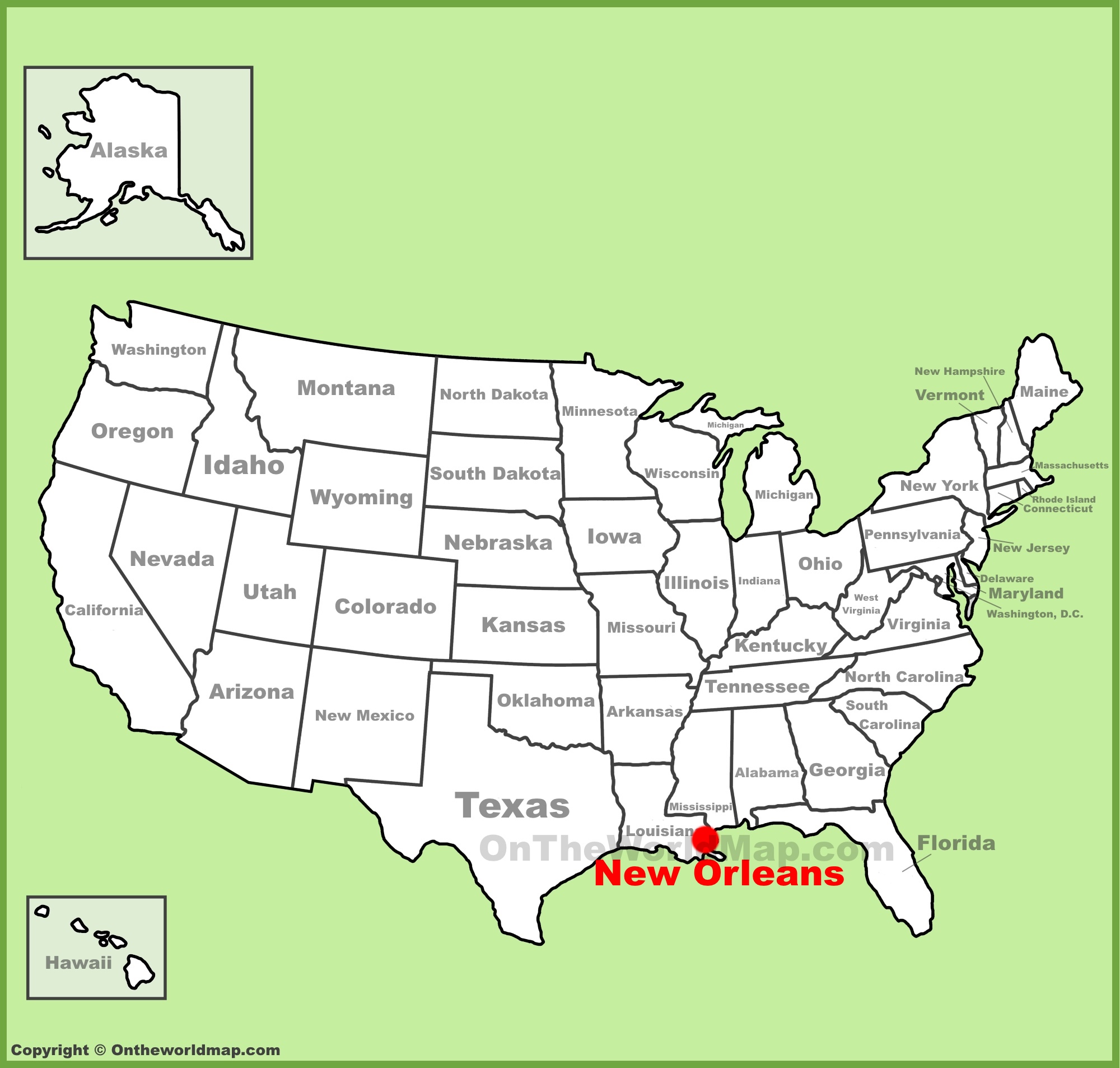 new orleans on us map New Orleans Location On The U S Map new orleans on us map