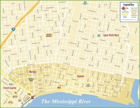 New Orleans Marigny and Bywater map