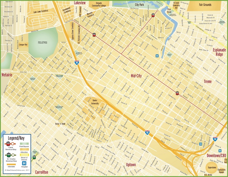 New Orleans Mid-City map