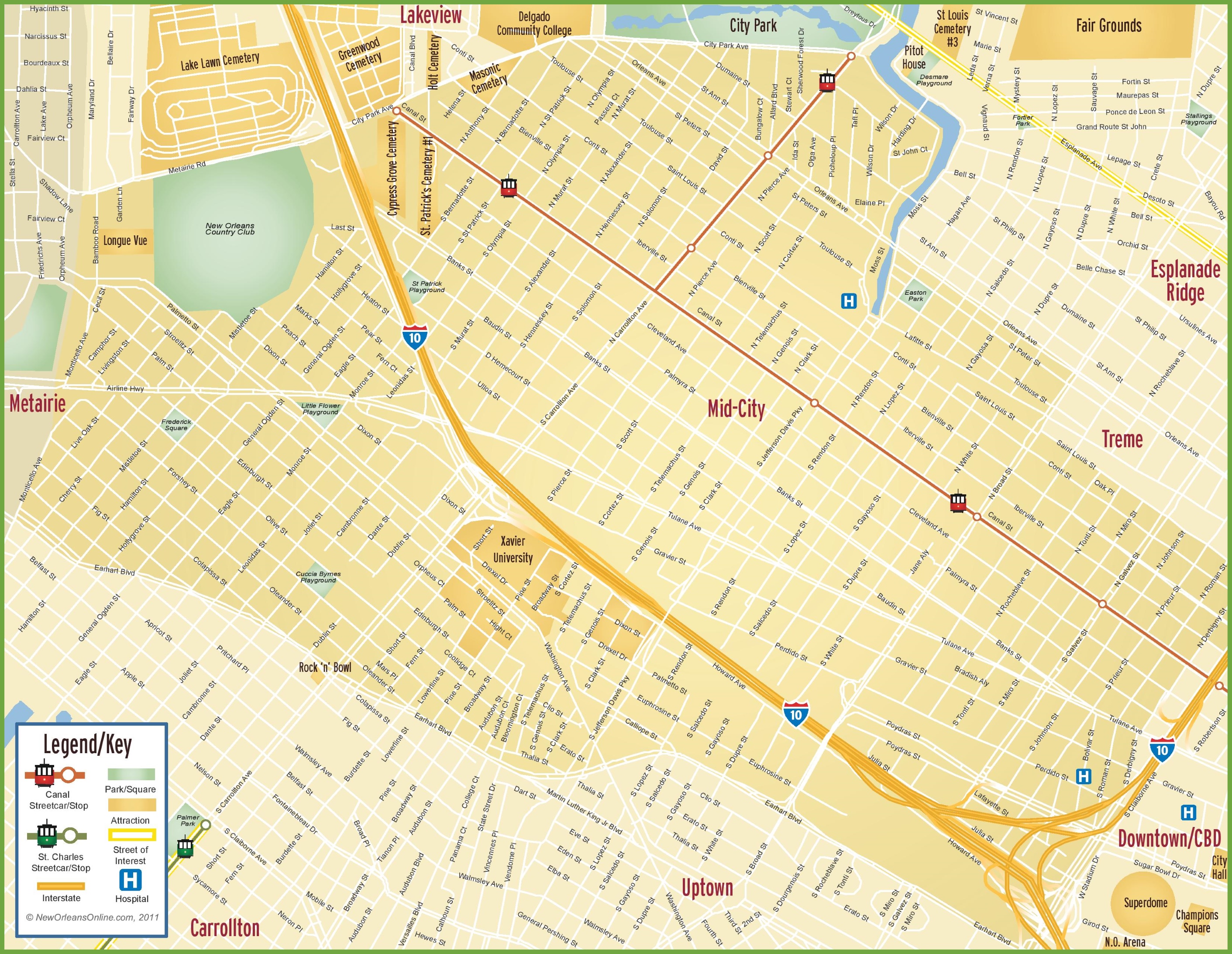 Printable Map Of New Orleans Maping Resources