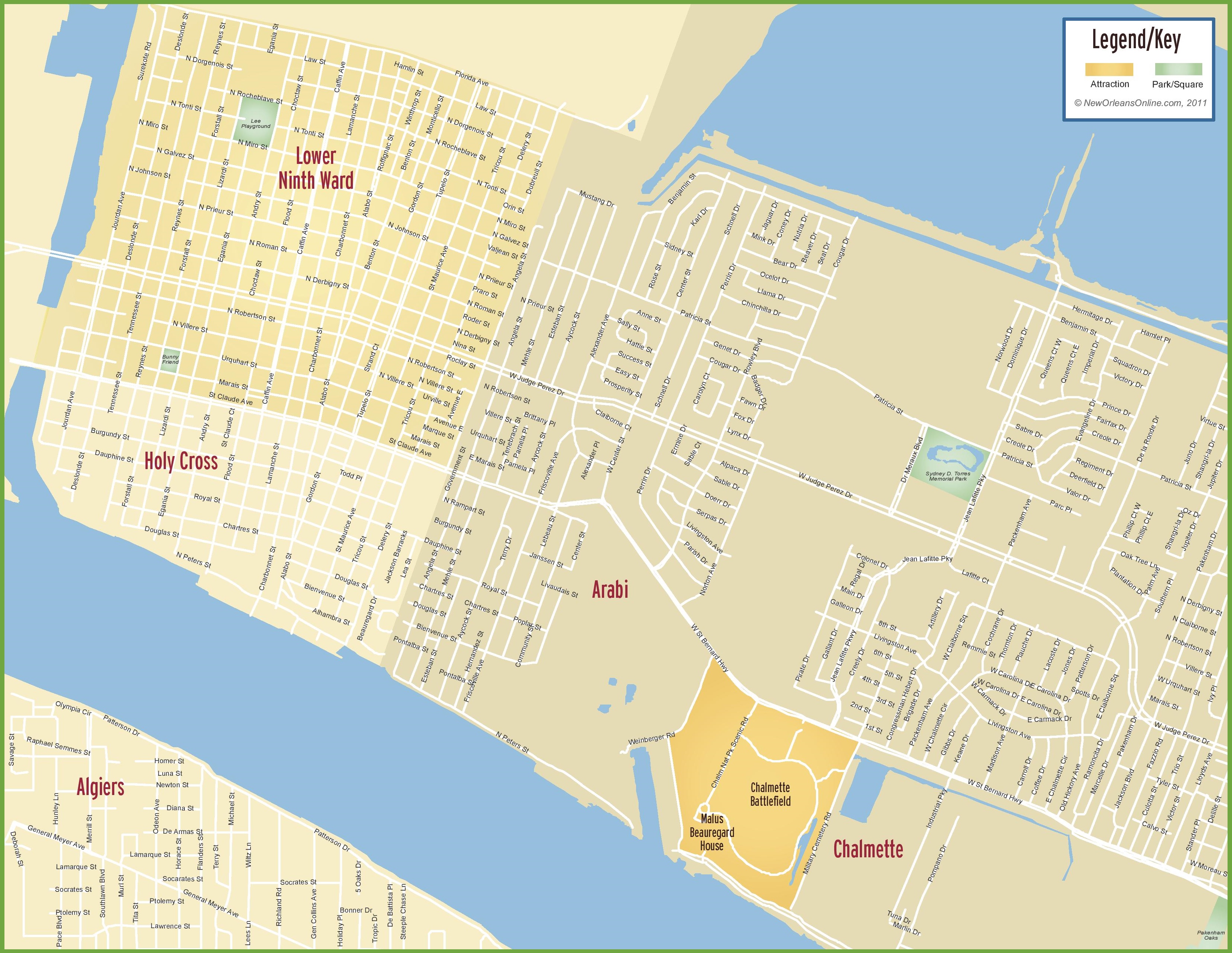 where is the 9th ward in new orleans map New Orleans Ninth Ward Map where is the 9th ward in new orleans map