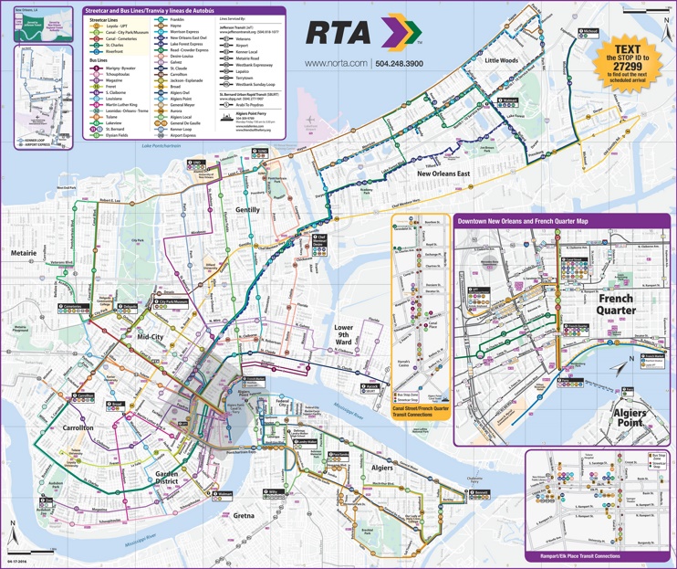 New Orleans RTA public transport map