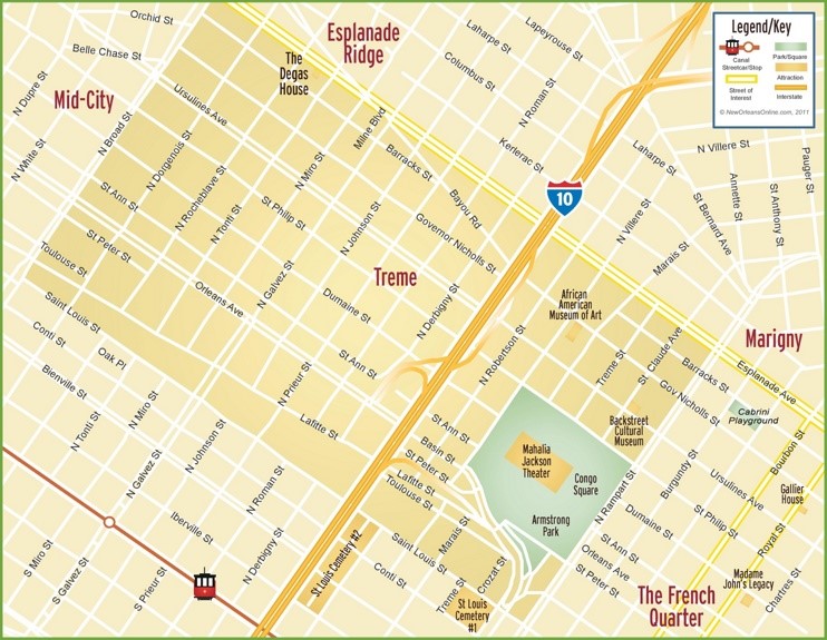 New Orleans Treme map