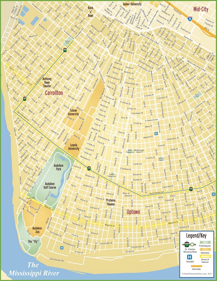 New Orleans Uptown map