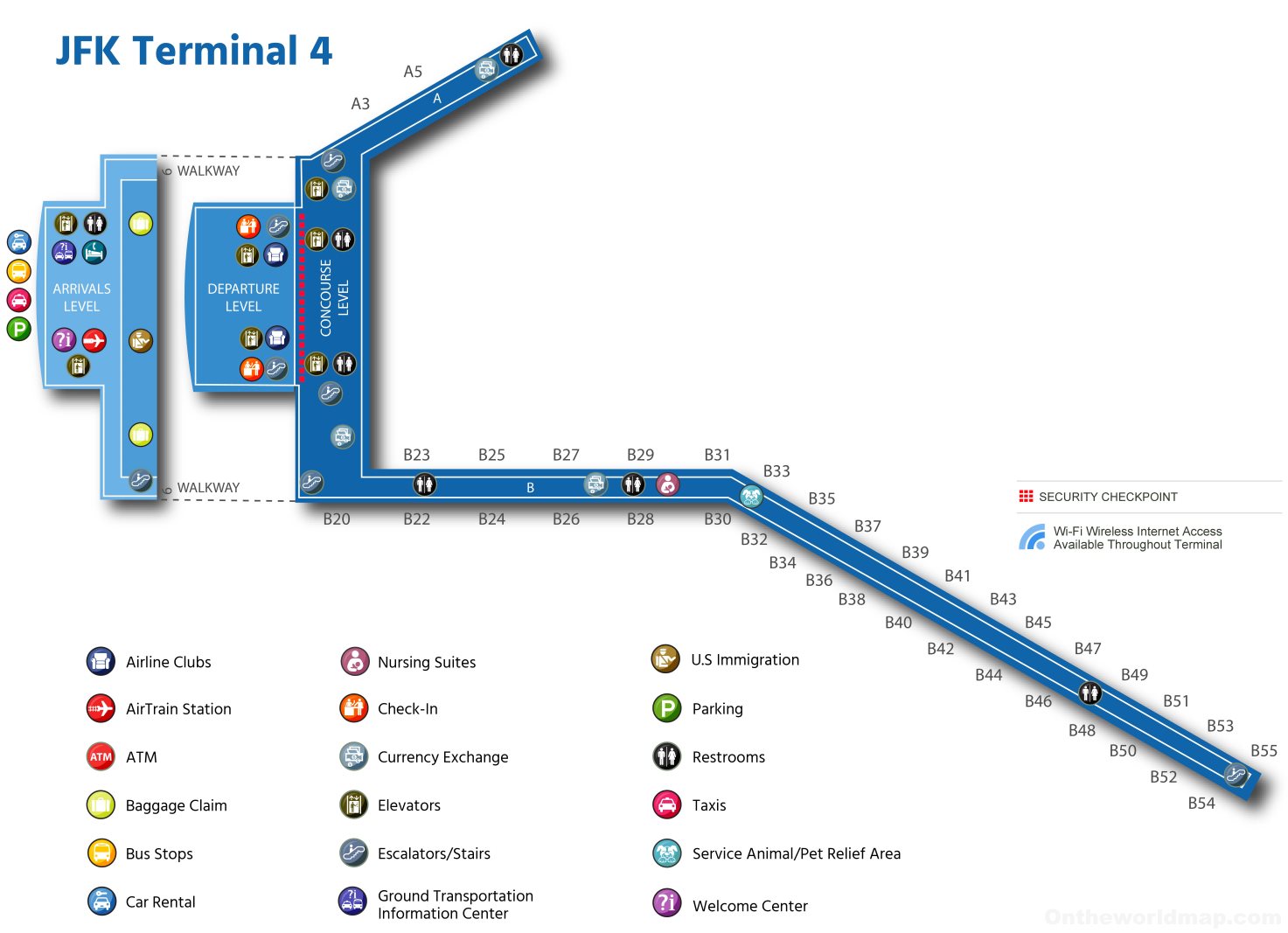 Jfk Airport Map Terminal 5 Map Of Beacon