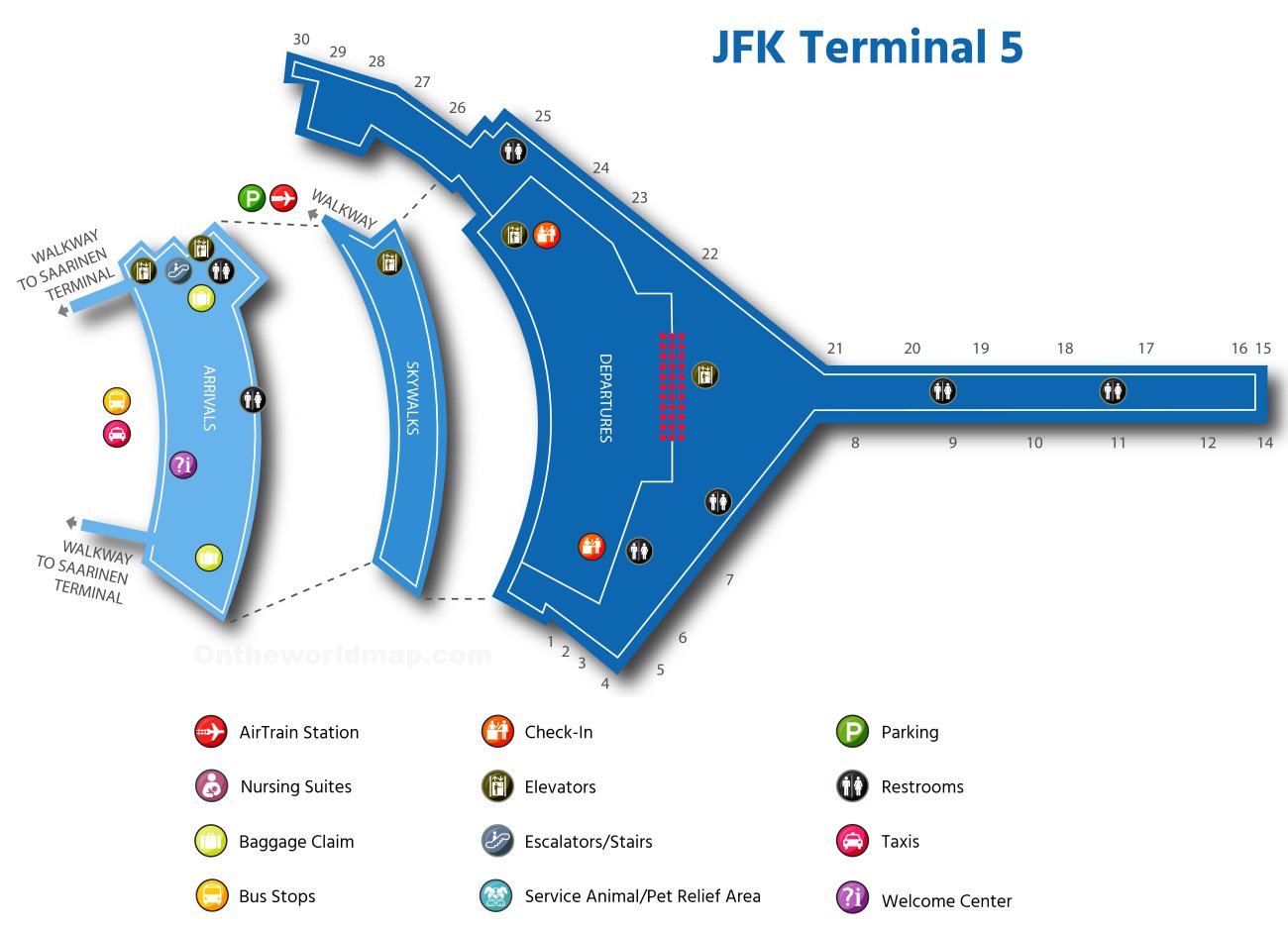 Layout Jfk Airport Map : New York John F Kennedy International Jfk Airport Terminal Map Overview 