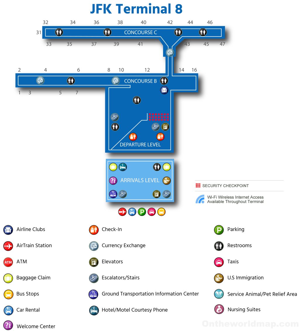 Jfk Terminal 8 Gate Map - Tour Map