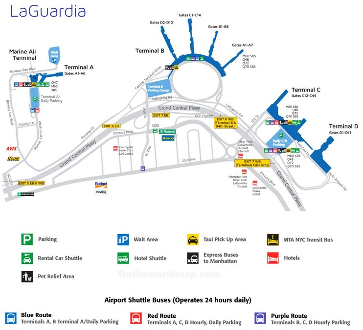 LaGuardia airport overview map