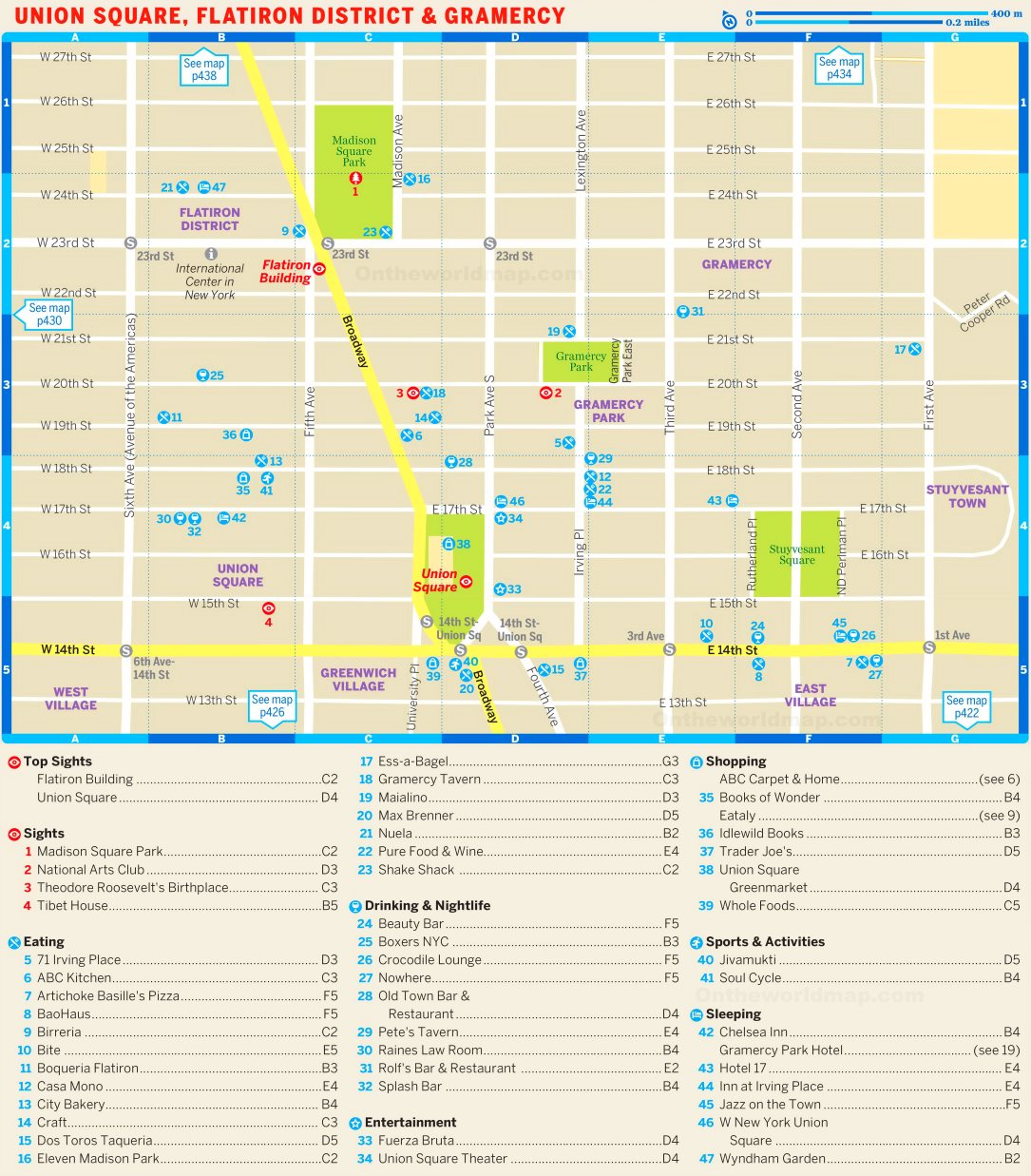 Map Of Union Square Flatiron District And Gramercy