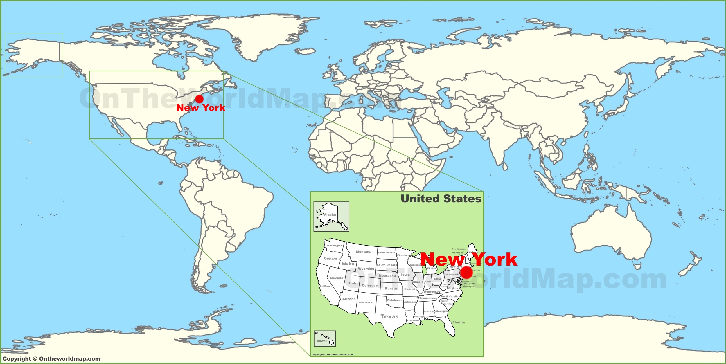 New York City On The World Map